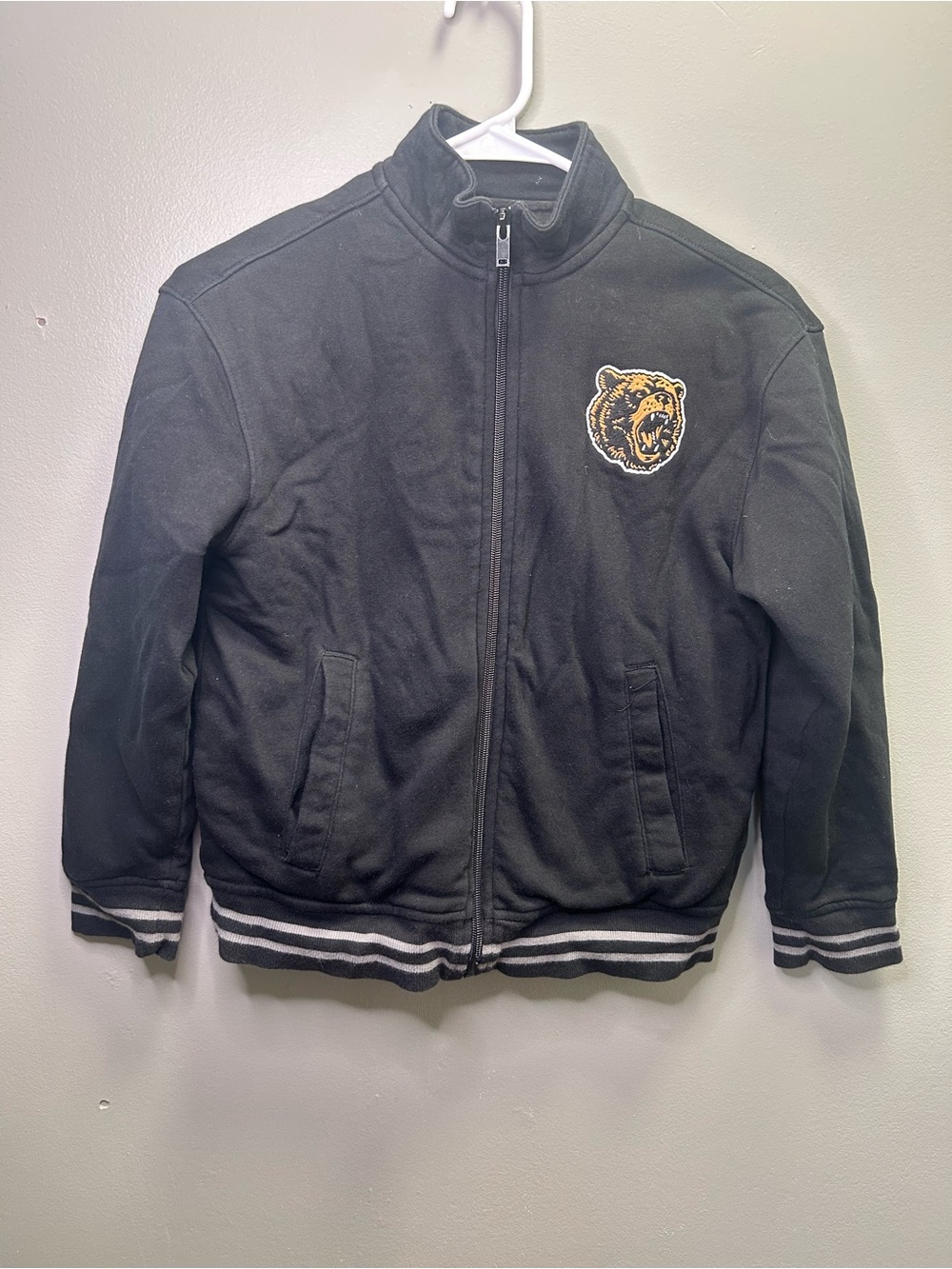 Old Navy Black Kids Full-Zip Jacket with Bear Patch